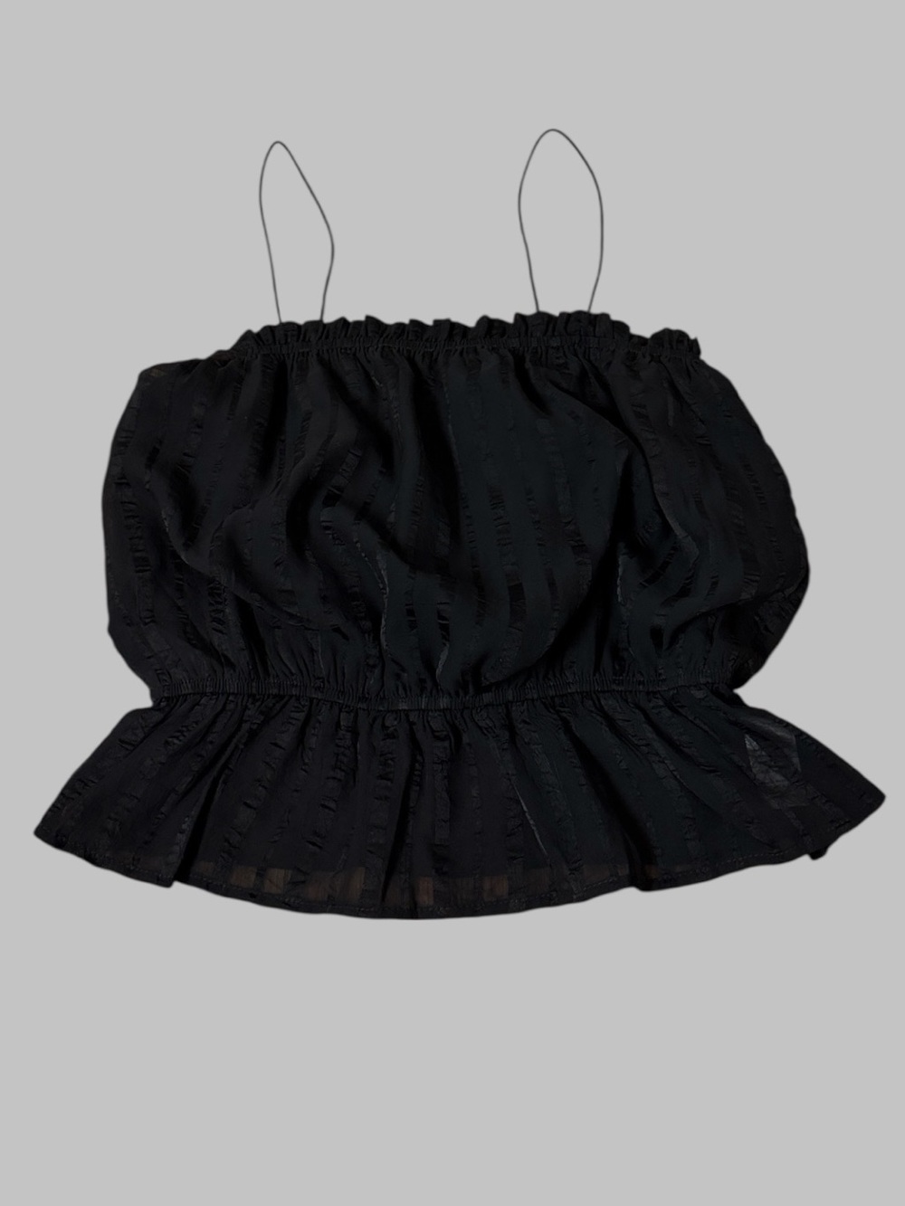 Lulus Black Cropped Peplum Puff Tank Top
